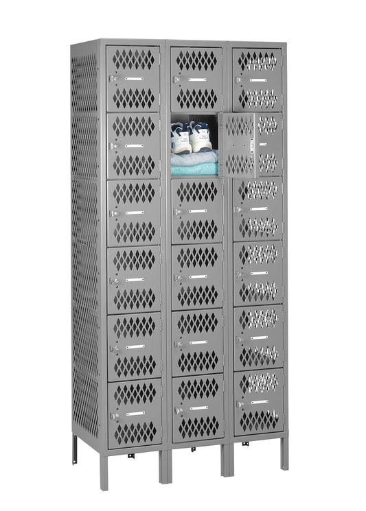 Tennsco VBL6-1218-3 6 High Ventilated Box Locker - Three Wide With Legs (Assembled)