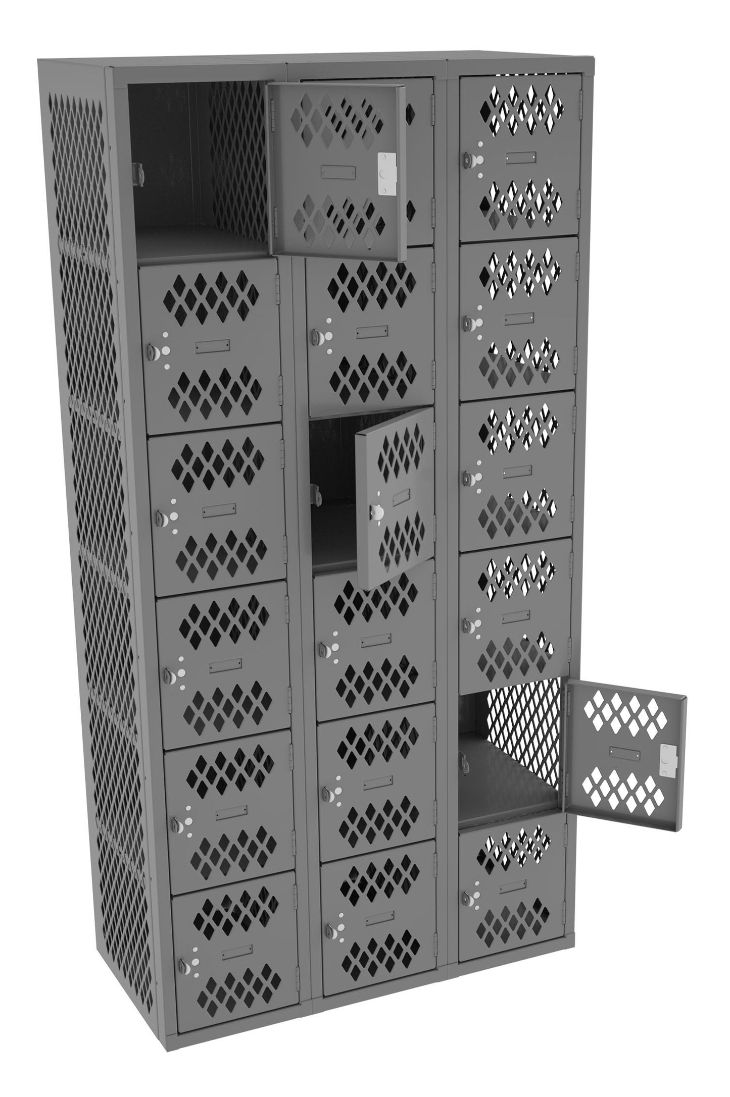 Tennsco VBL6-1218-C 6 High Ventilated Box Locker - Three Wide, No Legs (Assembled)
