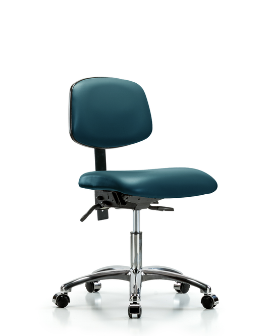 Blue Ridge Ergonomics VDHCH-CR-T1-A0-CC-8809 Rutledge Vinyl Chair Chrome - Desk Height with Seat Tilt & Casters in Taupe Supernova™ Vinyl