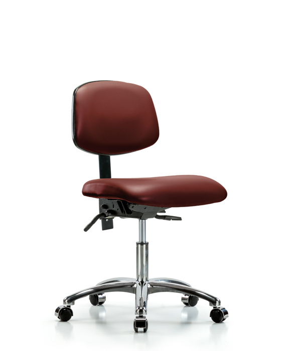 Blue Ridge Ergonomics VDHCH-CR-T0-A0-CC-8815 Rutledge Vinyl Chair Chrome - Desk Height with Casters in Borscht Supernova™ Vinyl