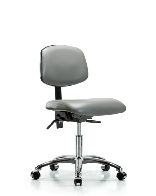 Blue Ridge Ergonomics VDHCH-CR-T0-A0-CC-8840 Rutledge Vinyl Chair Chrome - Desk Height with Casters in Sterling Supernova™ Vinyl