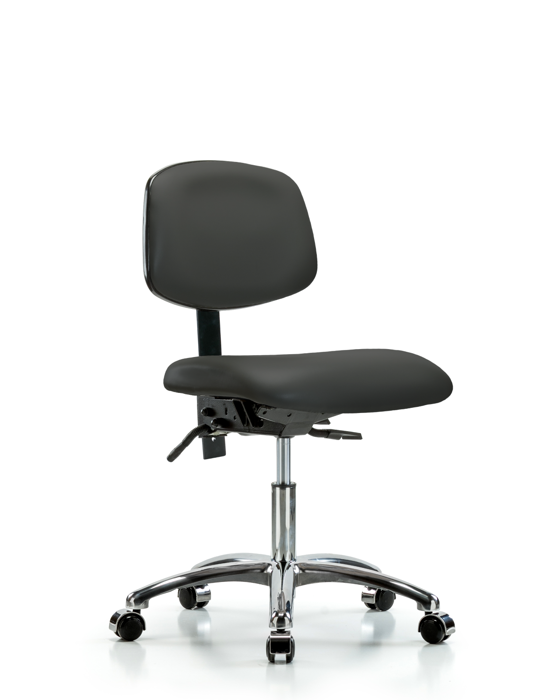 Blue Ridge Ergonomics VDHCH-CR-T1-A0-CC-8605 Rutledge Vinyl Chair Chrome - Desk Height with Seat Tilt & Casters in Charcoal Trailblazer™ Vinyl