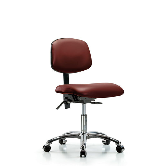 Blue Ridge Ergonomics VDHCH-CR-T1-A0-CC-8815 Rutledge Vinyl Chair Chrome - Desk Height with Seat Tilt & Casters in Borscht Supernova™ Vinyl