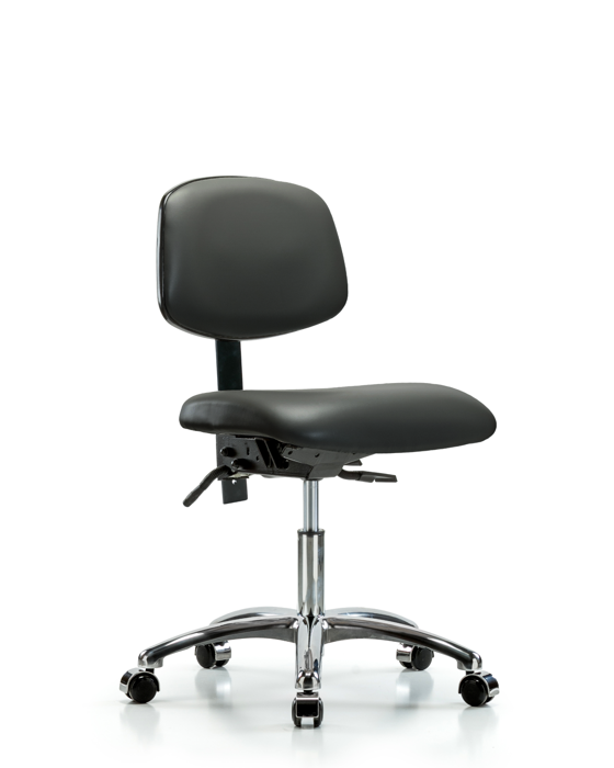 Blue Ridge Ergonomics VDHCH-CR-T1-A0-CC-8823 Rutledge Vinyl Chair Chrome - Desk Height with Seat Tilt & Casters in Carbon Supernova™ Vinyl