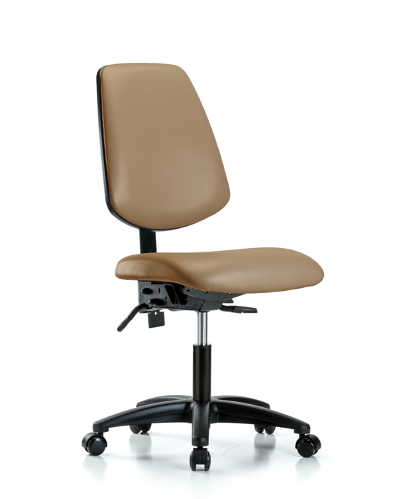 Blue Ridge Ergonomics VDHCH-MB-RG-T0-A0-RC-8584 Rutledge Vinyl Chair - Desk Height with Medium Back & Casters in Taupe Trailblazer™ Vinyl