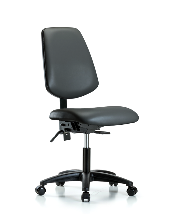 Blue Ridge Ergonomics VDHCH-MB-RG-T0-A0-RC-8823 Rutledge Vinyl Chair - Desk Height with Medium Back & Casters in Carbon Supernova™ Vinyl