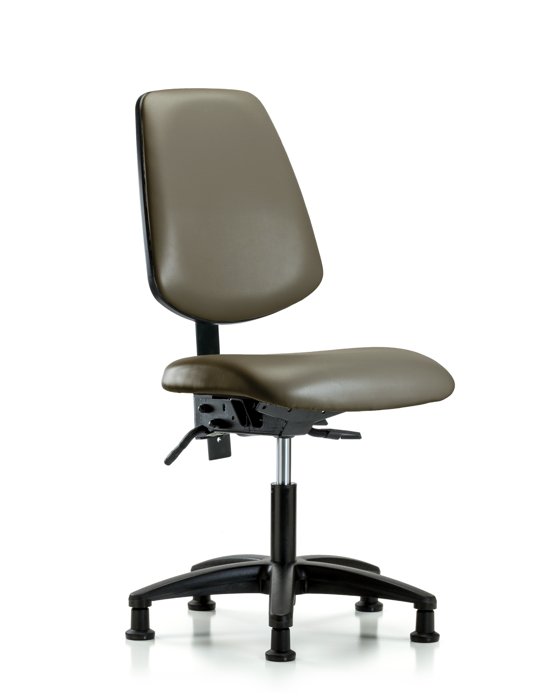 Blue Ridge Ergonomics VDHCH-MB-RG-T0-A0-RG-8809 Rutledge Vinyl Chair - Desk Height with Medium Back & Stationary Glides in Taupe Supernova™ Vinyl