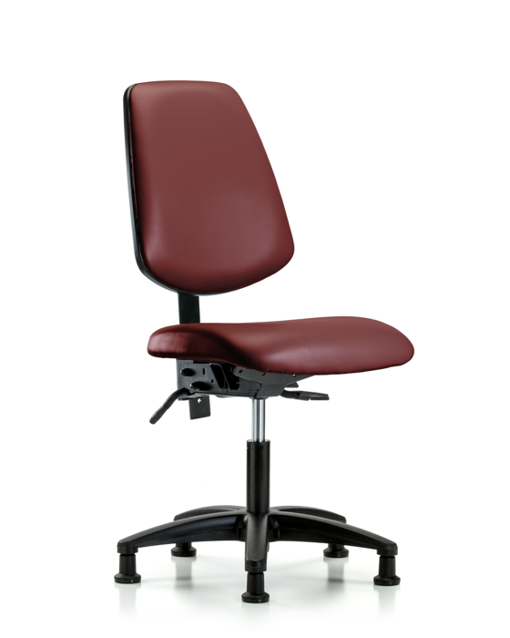 Blue Ridge Ergonomics VDHCH-MB-RG-T0-A0-RG-8815 Rutledge Vinyl Chair - Desk Height with Medium Back & Stationary Glides in Borscht Supernova™ Vinyl