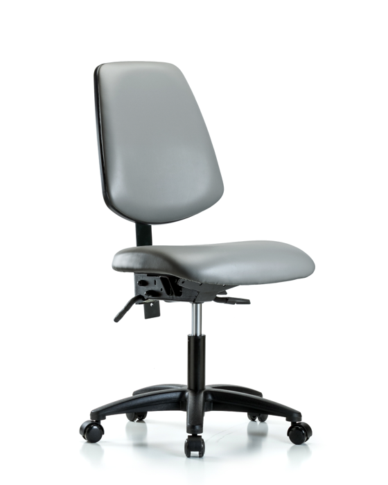 Blue Ridge Ergonomics VDHCH-MB-RG-T1-A0-RC-8840 Rutledge Vinyl Chair - Desk Height with Medium Back, Seat Tilt, & Casters in Sterling Supernova™ Vinyl
