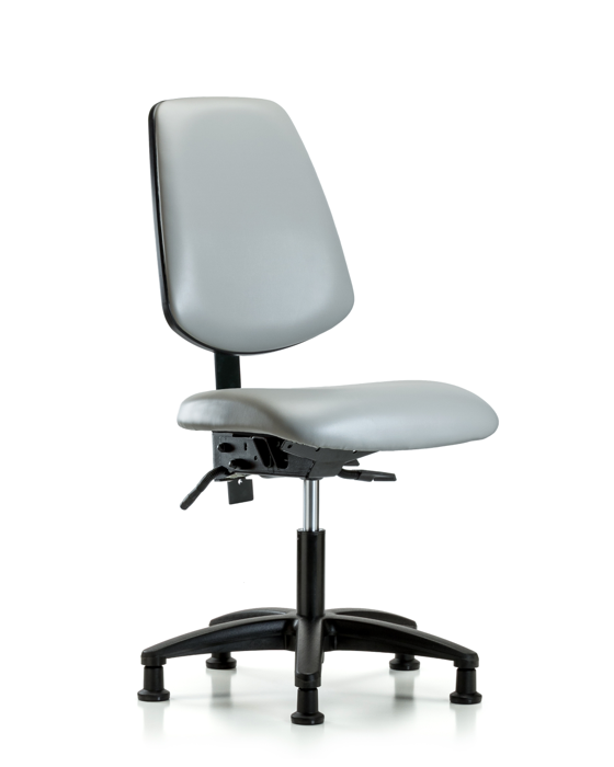 Blue Ridge Ergonomics VDHCH-MB-RG-T1-A0-RG-8567 Rutledge Vinyl Chair - Desk Height with Medium Back, Seat Tilt, & Stationary Glides in Dove Trailblazer™ Vinyl