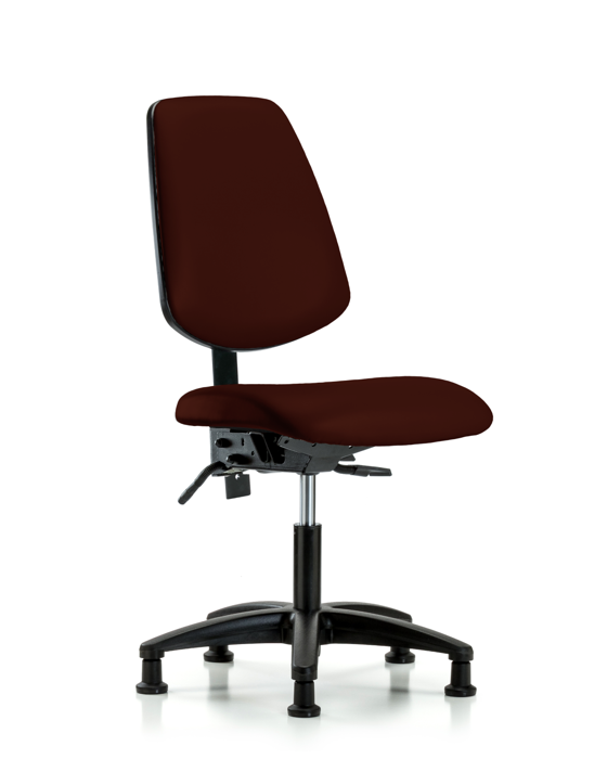 Blue Ridge Ergonomics VDHCH-MB-RG-T1-A0-RG-8569 Rutledge Vinyl Chair - Desk Height with Medium Back, Seat Tilt, & Stationary Glides in Burgundy Trailblazer™ Vinyl