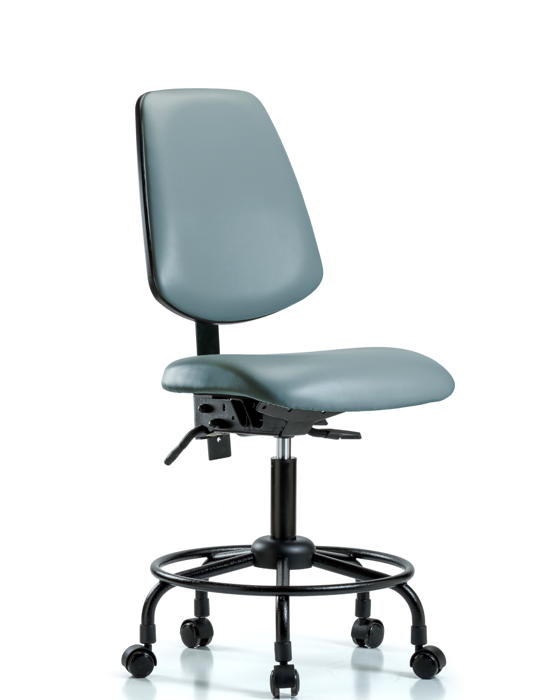 Blue Ridge Ergonomics VDHCH-MB-RT-T0-A0-RC-8822 Rutledge Vinyl Chair - Desk Height with Round Tube Base, Medium Back, & Casters in Storm Supernova™ Vinyl