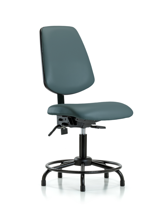 Blue Ridge Ergonomics VDHCH-MB-RT-T0-A0-RG-8546 Rutledge Vinyl Chair - Desk Height with Round Tube Base, Medium Back, & Stationary Glides in Colonial Blue Trailblazer™ Vinyl