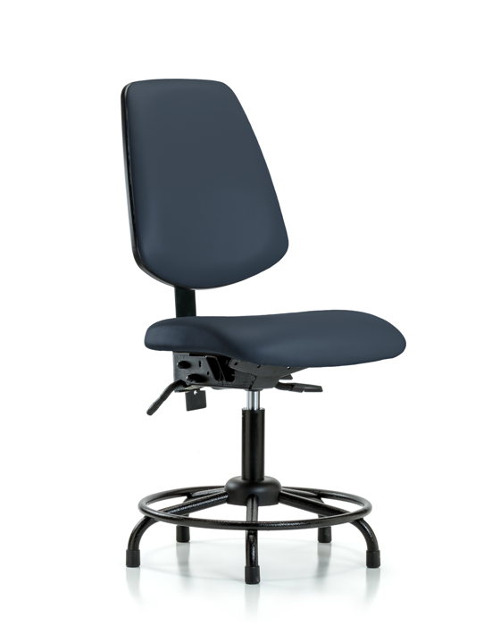Blue Ridge Ergonomics VDHCH-MB-RT-T0-A0-RG-8582 Rutledge Vinyl Chair - Desk Height with Round Tube Base, Medium Back, & Stationary Glides in Imperial Blue Trailblazer™ Vinyl