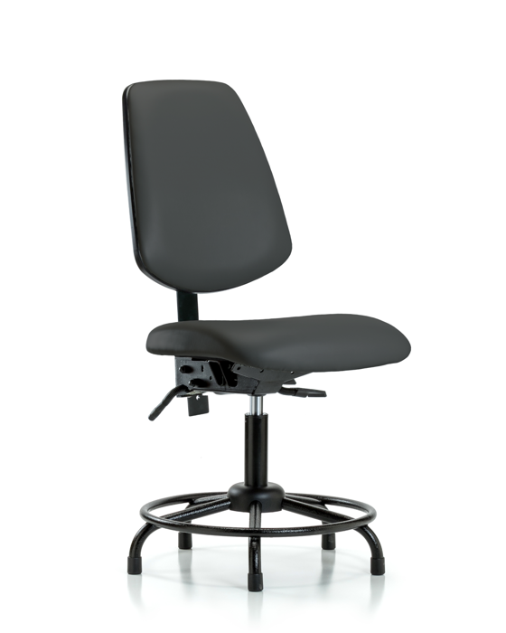 Blue Ridge Ergonomics VDHCH-MB-RT-T0-A0-RG-8605 Rutledge Vinyl Chair - Desk Height with Round Tube Base, Medium Back, & Stationary Glides in Charcoal Trailblazer™ Vinyl