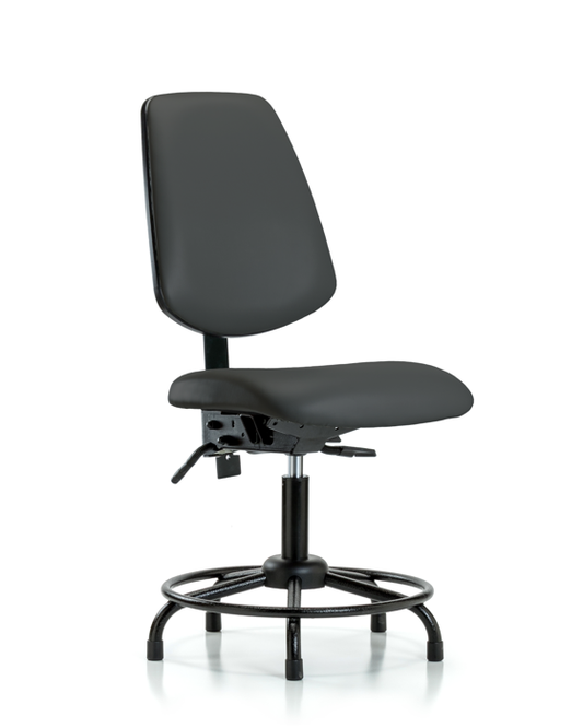 Blue Ridge Ergonomics VDHCH-MB-RT-T0-A0-RG-8605 Rutledge Vinyl Chair - Desk Height with Round Tube Base, Medium Back, & Stationary Glides in Charcoal Trailblazer™ Vinyl