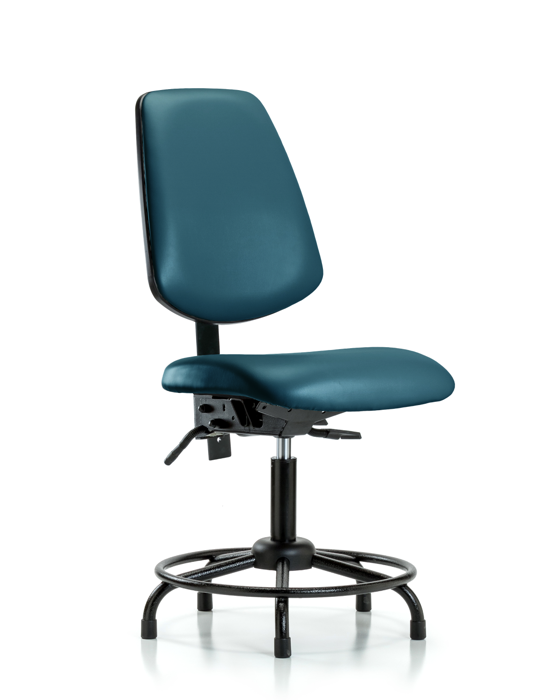 Blue Ridge Ergonomics VDHCH-MB-RT-T0-A0-RG-8801 Rutledge Vinyl Chair - Desk Height with Round Tube Base, Medium Back, & Stationary Glides in Marine Blue Supernova™ Vinyl