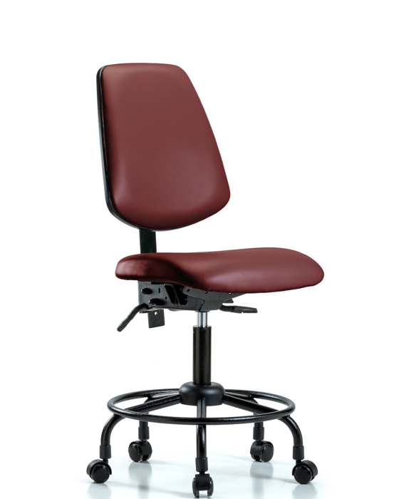 Blue Ridge Ergonomics VDHCH-MB-RT-T1-A0-RC-8815 Rutledge Vinyl Chair - Desk Height with Round Tube Base, Medium Back, Seat Tilt, & Casters in Borscht Supernova™ Vinyl