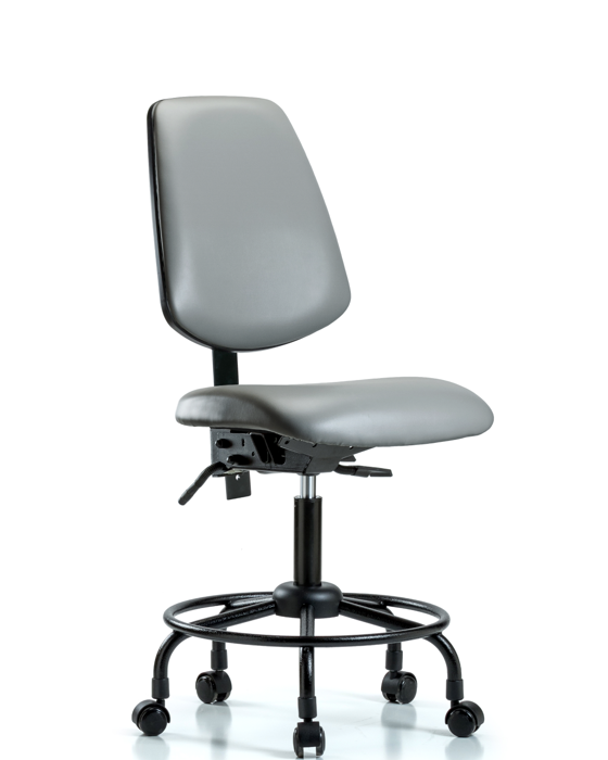 Blue Ridge Ergonomics VDHCH-MB-RT-T1-A0-RC-8840 Rutledge Vinyl Chair - Desk Height with Round Tube Base, Medium Back, Seat Tilt, & Casters in Sterling Supernova™ Vinyl