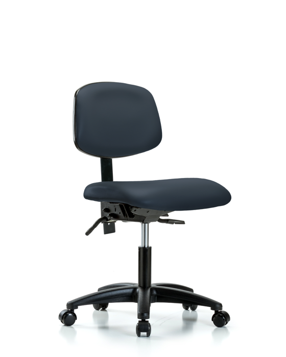 Blue Ridge Ergonomics VDHCH-RG-T0-A0-RC-8582 Rutledge Vinyl Chair - Desk Height with Casters in Imperial Blue Trailblazer™ Vinyl