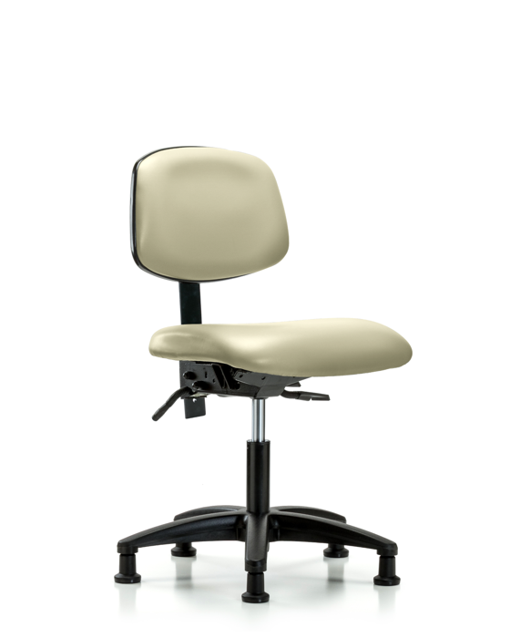Blue Ridge Ergonomics VDHCH-RG-T0-A0-RG-8501 Rutledge Vinyl Chair - Desk Height with Stationary Glides in Adobe White Trailblazer™ Vinyl