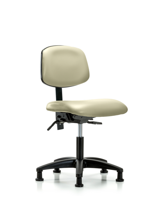 Blue Ridge Ergonomics VDHCH-RG-T0-A0-RG-8501 Rutledge Vinyl Chair - Desk Height with Stationary Glides in Adobe White Trailblazer™ Vinyl