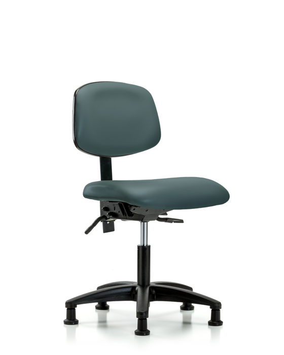Blue Ridge Ergonomics VDHCH-RG-T0-A0-RG-8546 Rutledge Vinyl Chair - Desk Height with Stationary Glides in Colonial Blue Trailblazer™ Vinyl