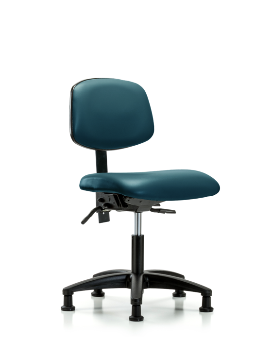 Blue Ridge Ergonomics VDHCH-RG-T0-A0-RG-8801 Rutledge Vinyl Chair - Desk Height with Stationary Glides in Marine Blue Supernova™ Vinyl