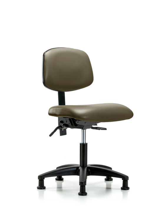 Blue Ridge Ergonomics VDHCH-RG-T0-A0-RG-8809 Rutledge Vinyl Chair - Desk Height with Stationary Glides in Taupe Supernova™ Vinyl