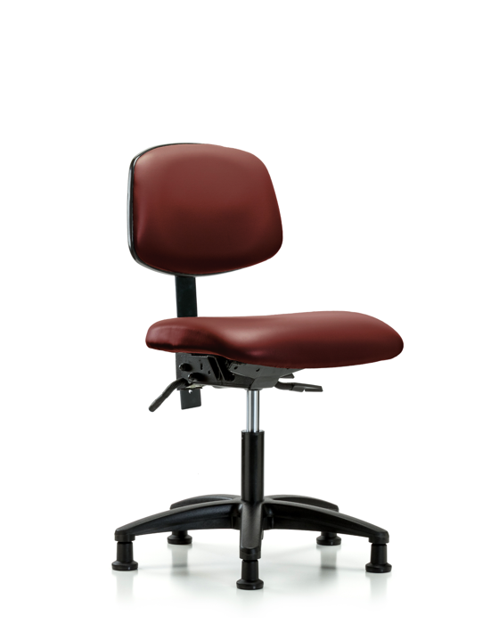 Blue Ridge Ergonomics VDHCH-RG-T0-A0-RG-8815 Rutledge Vinyl Chair - Desk Height with Stationary Glides in Borscht Supernova™ Vinyl