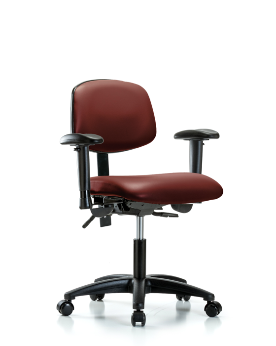 Blue Ridge Ergonomics VDHCH-RG-T0-A1-RC-8815 Rutledge Vinyl Chair - Desk Height with Adjustable Arms & Casters in Borscht Supernova™ Vinyl