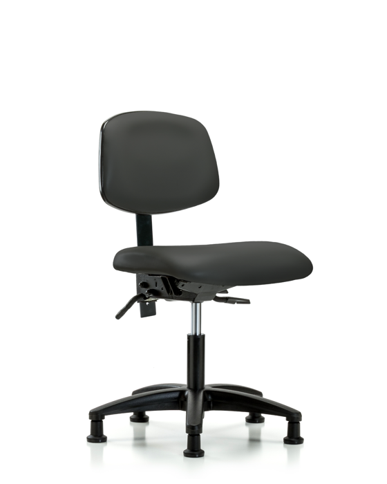 Blue Ridge Ergonomics VDHCH-RG-T1-A0-RG-8605 Rutledge Vinyl Chair - Desk Height with Seat Tilt & Stationary Glides in Charcoal Trailblazer™ Vinyl