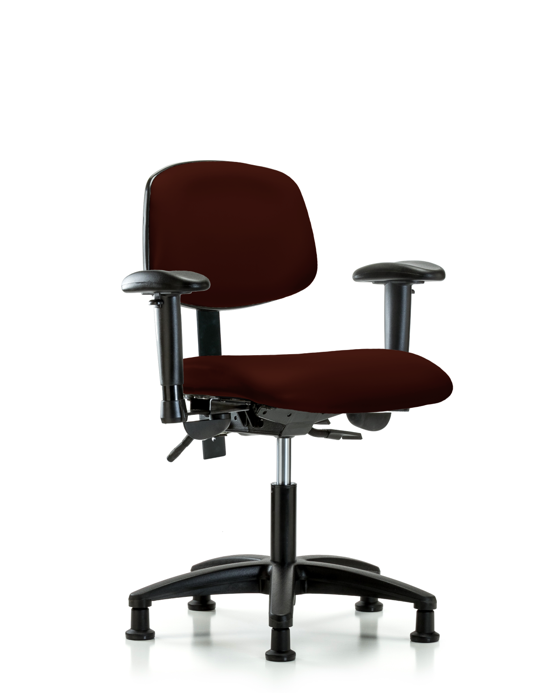 Blue Ridge Ergonomics VDHCH-RG-T1-A1-RG-8569 Rutledge Vinyl Chair - Desk Height with Seat Tilt, Adjustable Arms, & Stationary Glides in Burgundy Trailblazer™ Vinyl