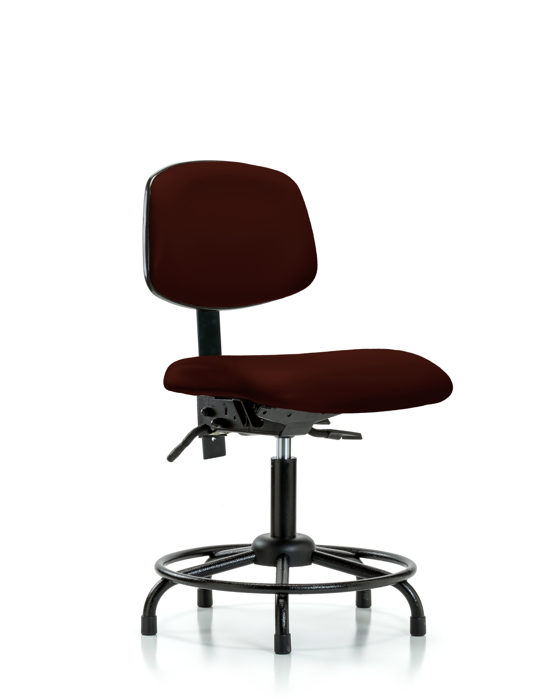 Blue Ridge Ergonomics VDHCH-RT-T0-A0-RG-8569 Rutledge Vinyl Chair - Desk Height with Round Tube Base & Stationary Glides in Burgundy Trailblazer™ Vinyl