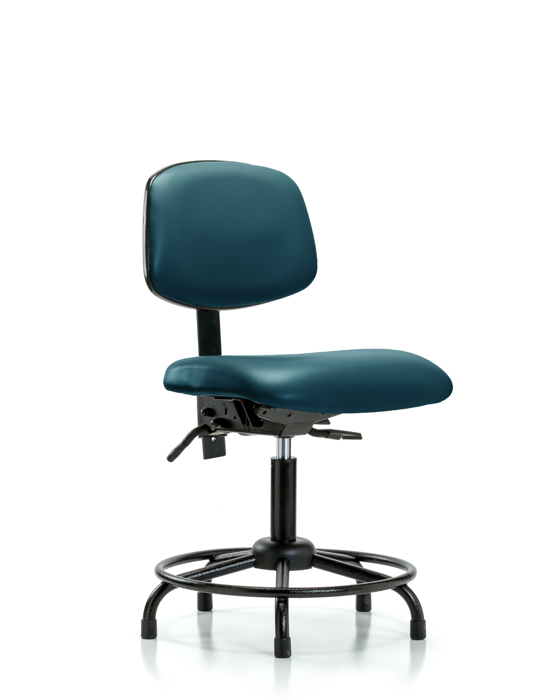 Blue Ridge Ergonomics VDHCH-RT-T0-A0-RG-8801 Rutledge Vinyl Chair - Desk Height with Round Tube Base & Stationary Glides in Marine Blue Supernova™ Vinyl