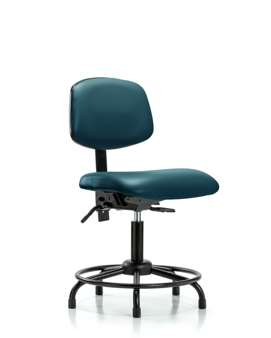 Blue Ridge Ergonomics VDHCH-RT-T0-A0-RG-8801 Rutledge Vinyl Chair - Desk Height with Round Tube Base & Stationary Glides in Marine Blue Supernova™ Vinyl