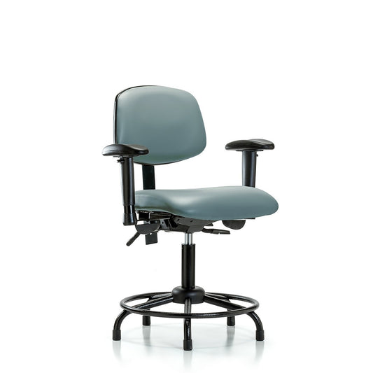 Blue Ridge Ergonomics VDHCH-RG-T0-A1-RC-8822 Rutledge Vinyl Chair - Desk Height with Adjustable Arms & Casters in Storm Supernova™ Vinyl