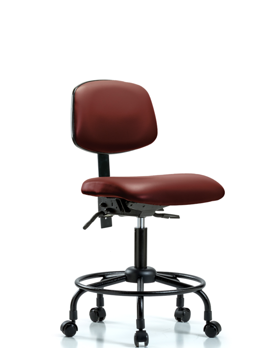 Blue Ridge Ergonomics VDHCH-RT-T1-A0-RC-8815 Rutledge Vinyl Chair - Desk Height with Round Tube Base, Seat Tilt, & Casters in Borscht Supernova™ Vinyl
