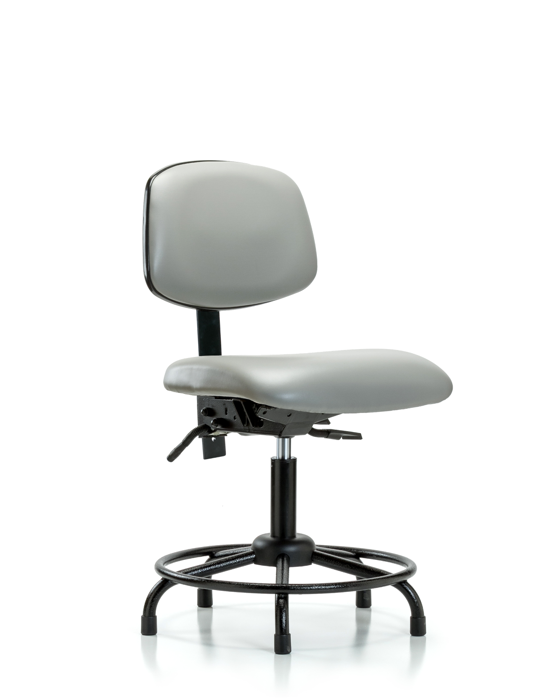 Blue Ridge Ergonomics VDHCH-RT-T1-A0-RG-8567 Rutledge Vinyl Chair - Desk Height with Round Tube Base, Seat Tilt, & Stationary Glides in Dove Trailblazer™ Vinyl