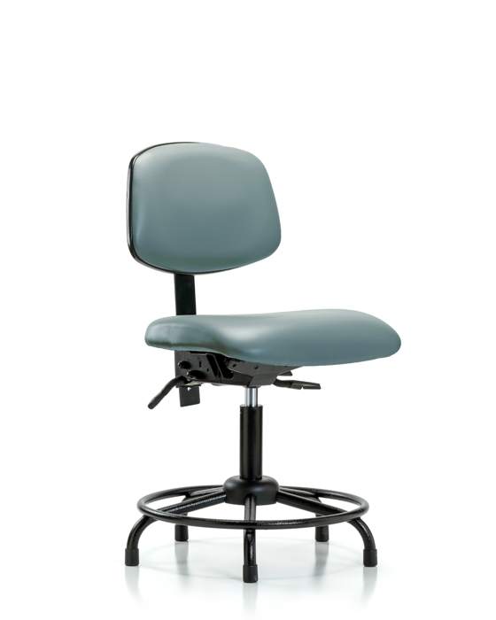 Blue Ridge Ergonomics VDHCH-RT-T1-A0-RG-8822 Rutledge Vinyl Chair - Desk Height with Round Tube Base, Seat Tilt, & Stationary Glides in Storm Supernova™ Vinyl