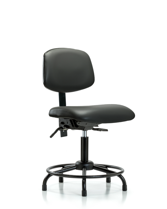Blue Ridge Ergonomics VDHCH-RT-T1-A0-RG-8823 Rutledge Vinyl Chair - Desk Height with Round Tube Base, Seat Tilt, & Stationary Glides in Carbon Supernova™ Vinyl