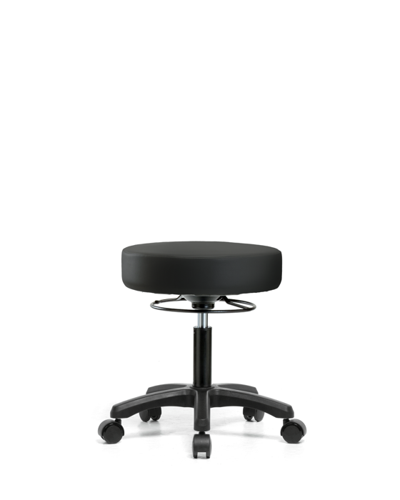 Blue Ridge Ergonomics VDHMS-RG-RC-8540 Vinyl Mini-Stool - Desk Height with Casters in Black Trailblazer™ Vinyl
