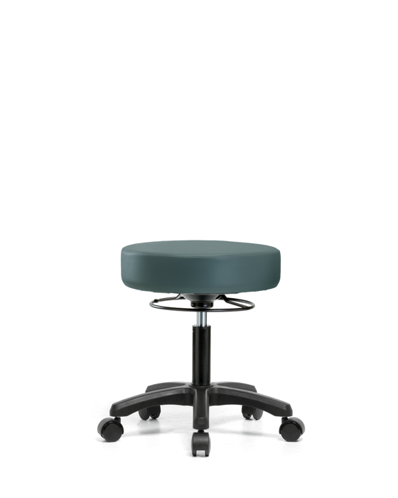 Blue Ridge Ergonomics VDHMS-RG-RC-8546 Vinyl Mini-Stool - Desk Height with Casters in Colonial Blue Trailblazer™ Vinyl