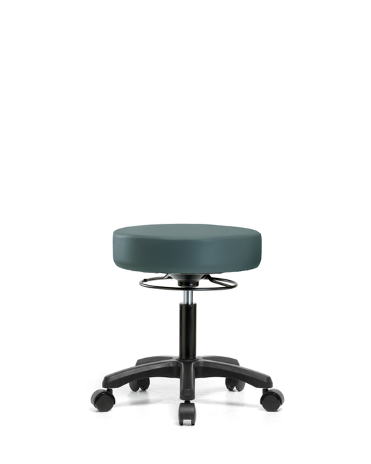 Blue Ridge Ergonomics VDHMS-RG-RC-8546 Vinyl Mini-Stool - Desk Height with Casters in Colonial Blue Trailblazer™ Vinyl
