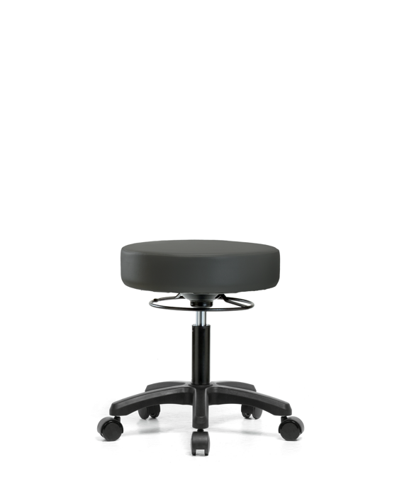 Blue Ridge Ergonomics VDHMS-RG-RC-8605 Vinyl Mini-Stool - Desk Height with Casters in Charcoal Trailblazer™ Vinyl