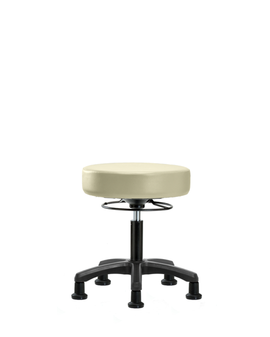 Blue Ridge Ergonomics VDHMS-RG-RG-8501 Vinyl Mini-Stool - Desk Height with Stationary Glides in Adobe White Trailblazer™ Vinyl
