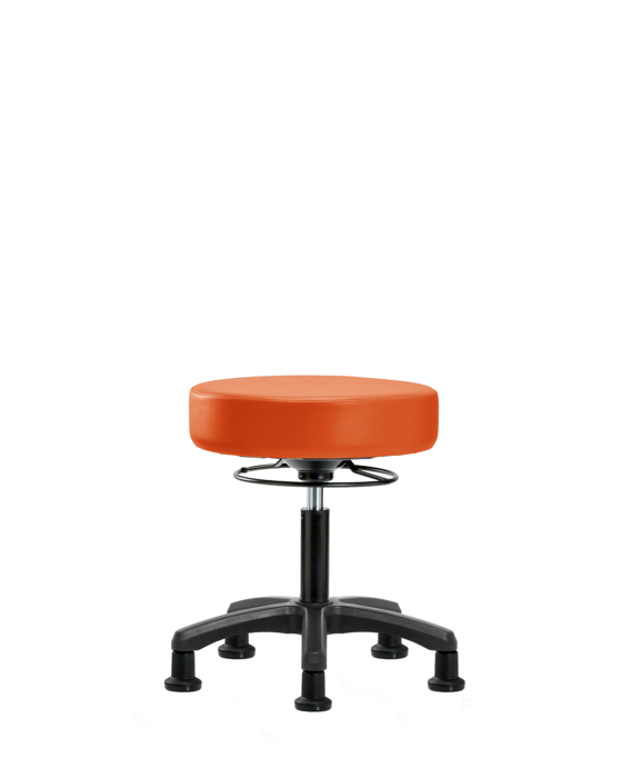 Blue Ridge Ergonomics VDHMS-RG-RG-8613 Vinyl Mini-Stool - Desk Height with Stationary Glides in Orange Kist Trailblazer™ Vinyl