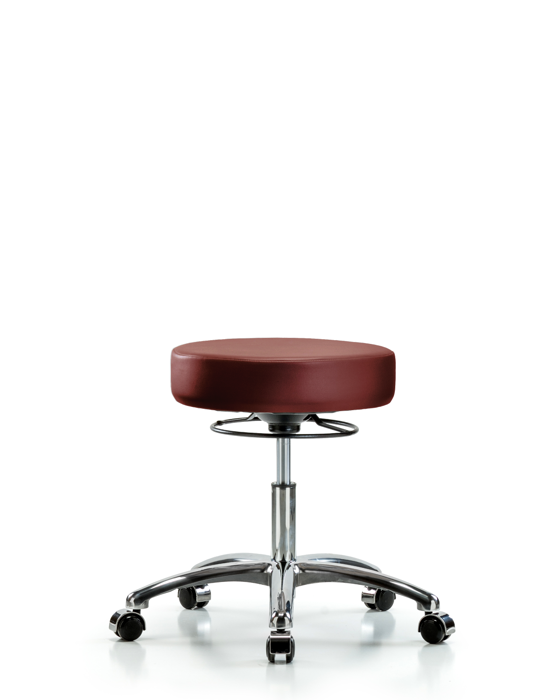 Blue Ridge Ergonomics VDHSO-CR-CC-8815 Rutledge Vinyl Stool without Back Chrome - Desk Height with Casters in Borscht Supernova™ Vinyl