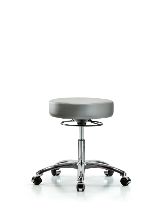 Blue Ridge Ergonomics VDHSO-CR-CC-8840 Rutledge Vinyl Stool without Back Chrome - Desk Height with Casters in Sterling Supernova™ Vinyl