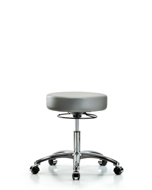 Blue Ridge Ergonomics VDHSO-CR-CC-8840 Rutledge Vinyl Stool without Back Chrome - Desk Height with Casters in Sterling Supernova™ Vinyl